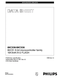 Datasheet P89C538NBAA manufacturer Philips